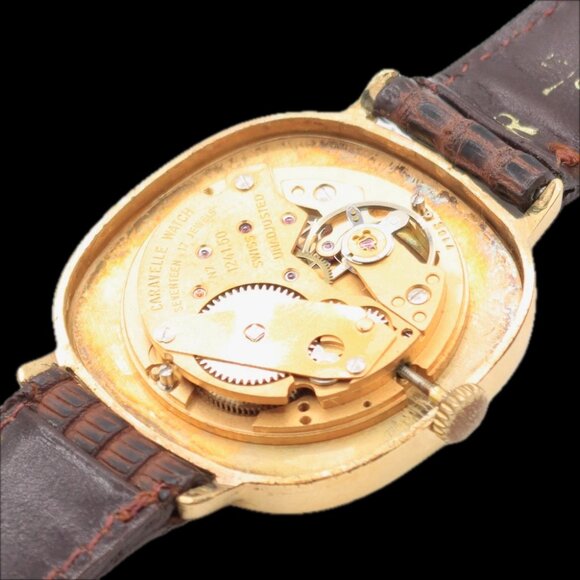 Vintage Caravelle Skeleton Dial Men's Mechanical Wristwatch Swiss Gold Tone 3 - Picture 4 of 6